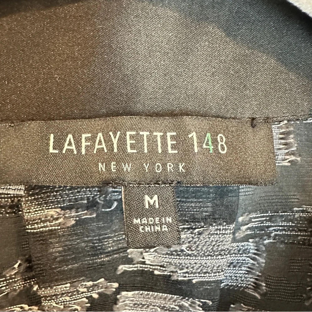 Lafayette 148 Stunning Sheer Jacquard Silk Wool Blend Belted Jacket Beautiful